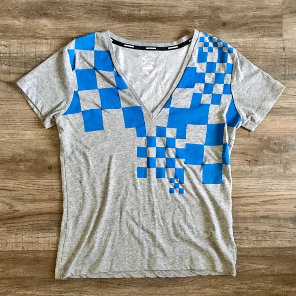 Nike Tops - Nike Gray + Blue Checkered Tee